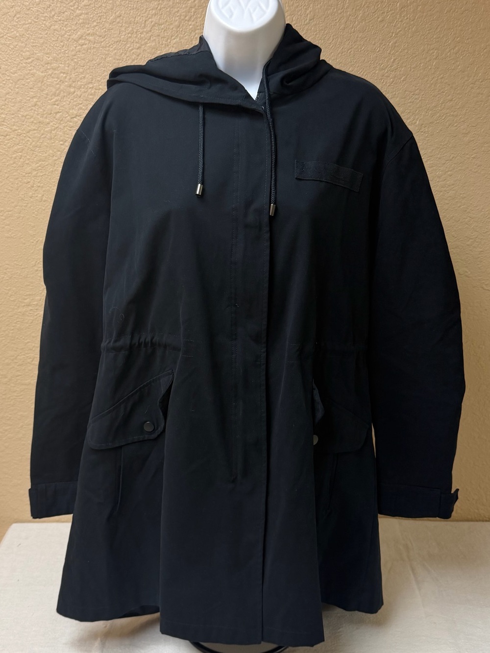 4/$20 Black Tape_ Black Hooded Utility Jacket with Flap Pockets